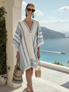 V Neck Wide Sleeve Knee Length Dress