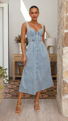 Classic Sleeveless Button-Front Denim Dress