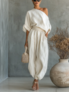 Elegant One-Shoulder Two-Piece Set