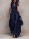 Dark Blue Striped Jumpsuit