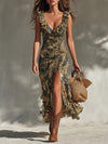 Long Printed Dress with Slit