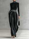 Elegant Two-Piece Set with High Neck and Wide-Leg Pants