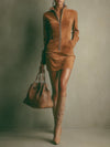 Suede Zip Mini Dress