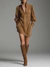 Suede Turtleneck Mini Dress