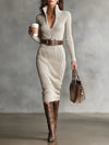 Knitted Dress with Mock Turtleneck