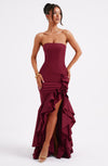 Sleeveless Maxi Dress with Slit and Ruffles