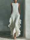 Ivory Linen Sleeveless Maxi Dress