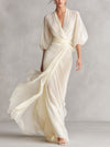 Ivory Sheer Chiffon Dress