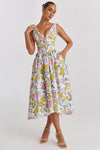 V Neck Corset Flare Midi Dress