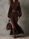 Vintage Lantern Sleeve Midi Dress