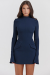 Knitted Figure-Hugging Mini Dress with Pocket Detail