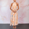 Halterneck Watercolour Print Dress