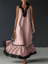 Color Block Ruffle Maxi Dress